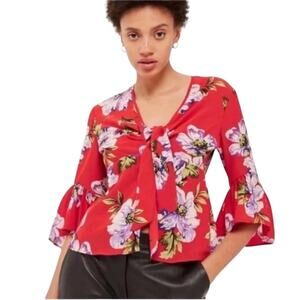 Topshop | Woman’s Red Floral Blouse | Size 6